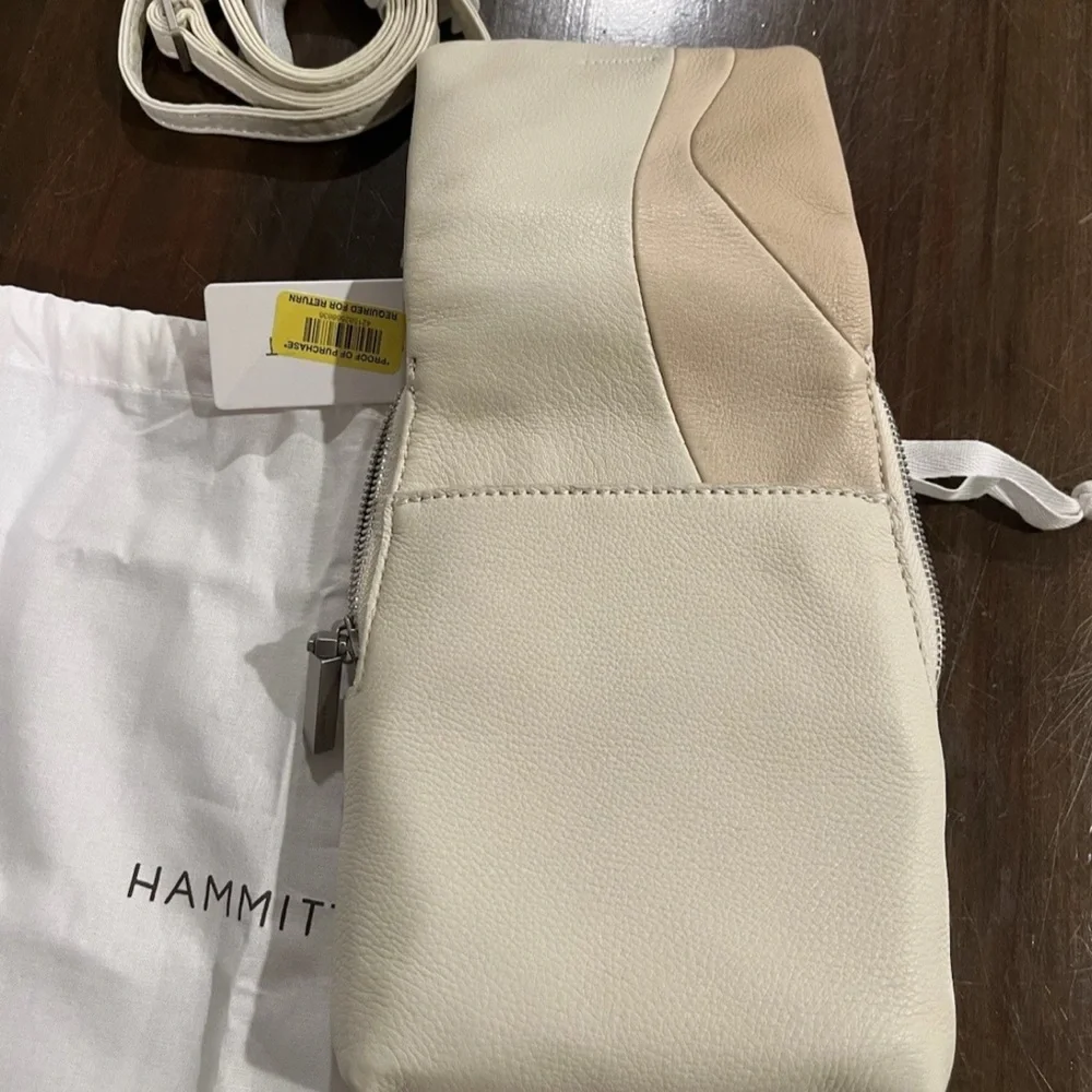 NWT $275 Hammitt Leather VIP Mobile phone Crossbody Coastal Cream Silver HRDWR - Picture 4 of 13
